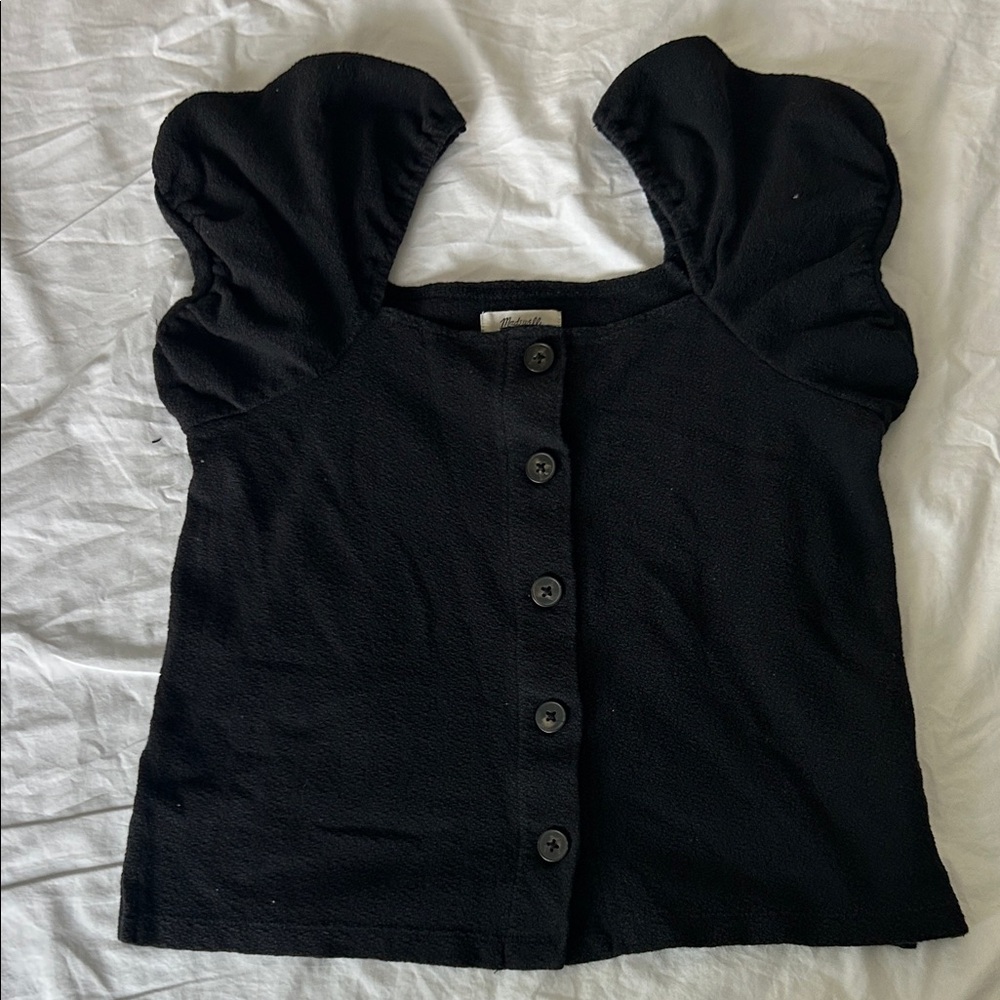 Black Puff Sleeve Blouse